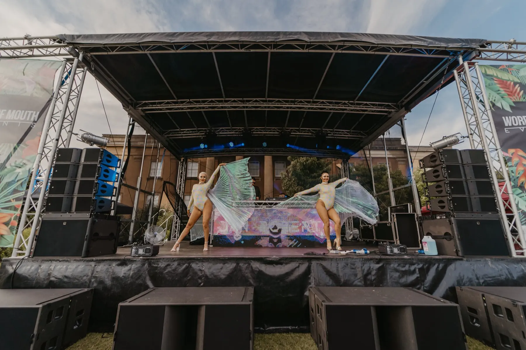 Large outdoor stage with professional event production